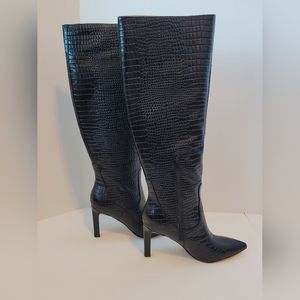 Nine West Maximum Crocodile Embossed Leather Boots Size 9